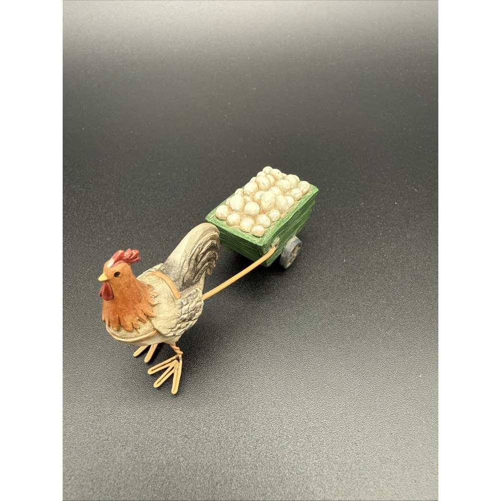 Blossom Bucket Teresa Kogut Prematave Chicken Rooster Pulling Wagon with Eggs